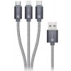 CONNECT IT Wirez 3in1 USB-C & Micro USB & Lightning, silver gray, 1,2 m CI-1229