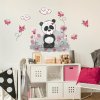 INSPIO Nálepka Nálepky na stenu - Panda s kvietkami 55x70 zvieratá, medvede a sovy čierna, sivá, plnofarebný motív