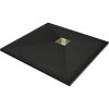 Mexen Stone+ kompozitný sprchový kút štvorcový 90 x 90 cm, čierny, kryt zlatý - 44709090-G