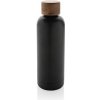 Termo fľaša Wood z RCS recyklovanej nerezovej ocele, čierna