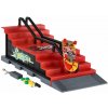 Skatepark skateboard prstový skrutkovací s rampou plast 8cm s doplnkami mix druhov v krabici 28x18cm