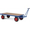 Plošinový automobil s ojom bez bočníc, 1000x2000 mm, 600 kg, dušové kolesá