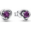 PANDORA náušnice Eternity kruh fialovej farby 292334C02