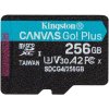 Kingston MicroSDXC karta 256GB Canvas Go! Plus, R:200/W:160MB/s, Class 10, UHS-I, U3, V30, A2 + Adaptér SDCG4/256GB