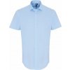 PREMIER PR 246 / Pánska popelínová elastická košeľa s krátkym rukávom - pale blue 4XL