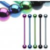 Šperky eshop - Piercing do ucha z anodizovaného titánu s guličkami C31.12 - Farba zirkónu: Svetlo zelená - G