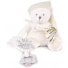 Doudou et Compagnie Paris Darčeková sada Plyšový medvedík s úchytom na cumlík a dečkou béžový 20 cm Doudou