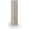 Šatníková skrinka S1 s úložnými boxmi, 4 boxy, 1850 x 300 x 500 mm, demont, cylindrický zámok, béžové dvere