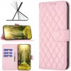Peňaženkové kožené puzdro Diamond na Motorola Moto G72 - Ružová
