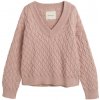 Gant SVETER TEXTURED COTTON V NECK ružová