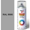 Sprej sivý lesklý 400ml, odtieň RAL 9006 farba biela hliníková lesklá, Schuller Ehklar, farby v spreji PRISMA COLOR 91346