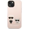 Puzdro Karl Lagerfeld and Choupette Liquid Silicone iPhone 14 Plus - ružové