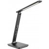 Solight WO45-B LED stolná lampička s displejom, 9W, voľba teploty svetla, koža, čierna