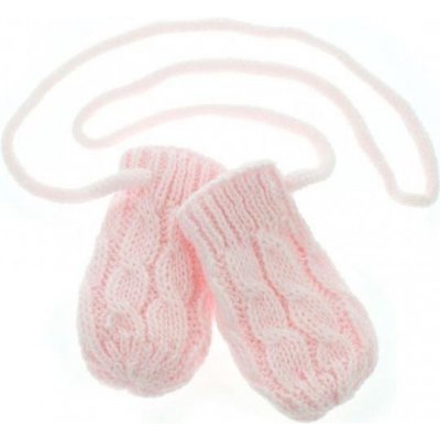 BABY NELLYS Zimné pletené dojčenské rukavičky so vzorom - sv. ružové, veľ. 56/68, 56-68 (0-6 m)