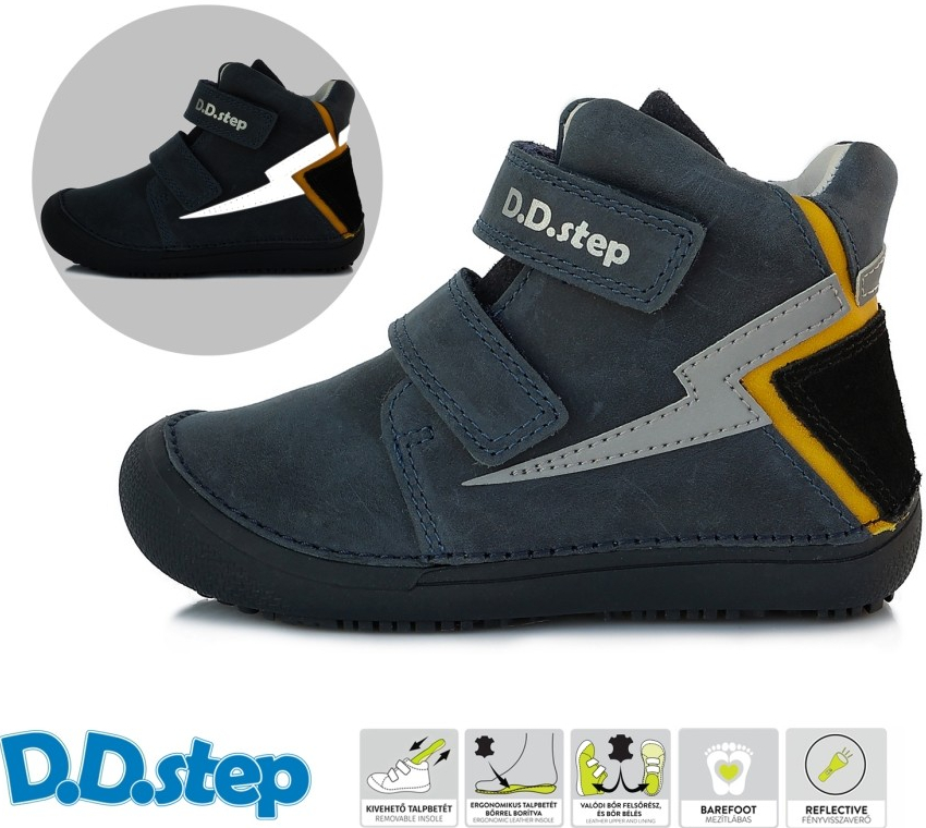 D.D.Step detské chlapčenské kožené topánky royal blue