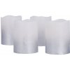 Solight LED sviečky, časovač, 6,5cm, strieborná farba, 4xCR2032 súčasťou (4 ks) (1v284)