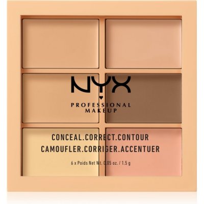 NYX Professional Makeup Conceal. Correct. Contour korekčná a kontúrovacia paletka odtieň 01 Light 6 x 1.5 g