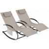 tectake 406285 záhradné lehátko taya, ergonomické, hojdacia funkcia - béžová, sada 2 ks