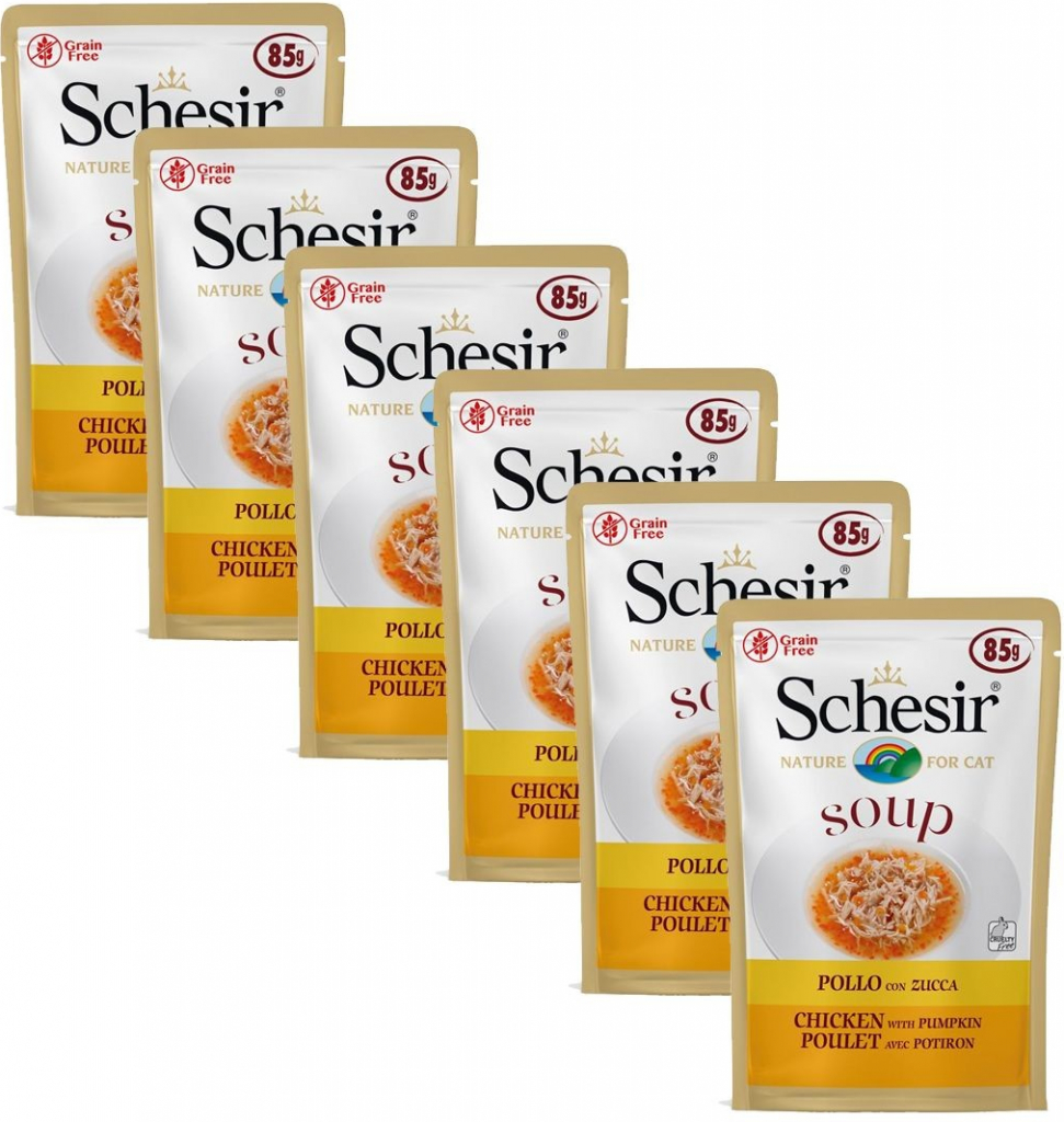 Schesir Cat Soup kura a tekvica 6 x 85 g