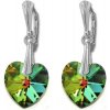 For You Náušnice Swarovski elements srdce 14,4x14 mm zelené CRYSTAL Vitrail medium - 329