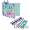 CurePink Kreativní blok v kroužkové vazbě Disney|Lilo & Stitch Stitch a Angel 28 x 25 x 2 cm