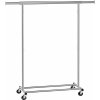 SONGMICS Vešiak na oblečenie, stojan na kolieskach, 92 – 132 × 45 × 160 cm, strieborný