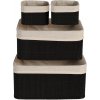 EXCELLENT HOUSEWARE Úložné košíky sada 4 ks bambus / textil černá KO-HX9100610