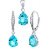 Silvego Strieborná súprava šperkov June s pravým modrým Topazom a Brilliance Zirconia JJJS0591ETSET