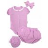 Baby Nellys 3-dielna mušelínová súpravička, body, kraťasky+čelenka GIRL, lila, veľ. 68, 68 (3-6m)