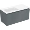 Mexen Rivel, kúpeľňová skrinka 100 cm s umývadlom Otis vľavo, 1S, 1D, drážkovaná, grafitová matná/biela matná, 91A23-10047-3-BBFF66-W18L01