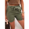 dámske šortky Leoa s mašľou a volánikmi zelená