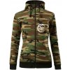 Volejbal lopta prso - Mikina dámska trendy zipper s kapucňou - 2XL ( Hnedý maskáč )