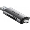 AXAGON CRE-SAC, USB3.2 Gen 1 Type-C + Type-A externá čítačka kariet SDmicroSD, podpora UHS-I CRE-SAC