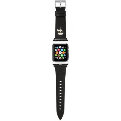 Řemínek Karl Lagerfeld KLAWMOKHK Apple Watch 38/40/41 mm černý/černý řemínek Saffiano Karl Heads