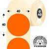40 mm-ové kruhové, papierové etikety, fluo oranžové (1100 etikiet/kotúč)