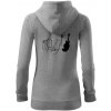 Mačka a gitara WC - Mikina dámska trendy zipper s kapucňou - M ( Tmavosivý melír )