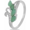 Nefertitis Prsteň strieborný s brúsenými smaragdmi a zirkónmi Ag 925 026347 EM - 57 mm (US 8), 3 g