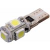 Žiarovka 5 SMD LED 12V T10 s rezistorom CAN-BUS ready biela