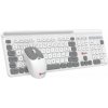 Klávesnica C-TECH Quallis WLKMC-05, bezdrátový combo set s myšou, biela, USB, CZ/SK - C-Tech Quallis WLKMC-05W