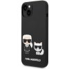 Obal / kryt na Apple iPhone 14 Plus čierne - Karl Lagerfeld a Choupette Liquid Silicone