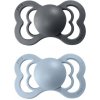 BIBS Supreme Iron/Baby Blue cumlík zo silikónu 2ks, veľkosť 2