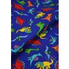 Bavlnená látka modrá - Dinosaurus