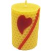 Sviečka včelí vosk žltá srdce+pásik 70mm/48mm