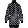 Karl Lagerfeld dámske úpletové šaty Monogram Knit čierne s bielou Veľkosť: XS