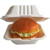 OBALOVO Menu box z cukrovej trstiny 15,5 cm x 15,5 cm x 7,5 cm / 50 ks - biely na hamburger
