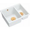 Drez GraniteQ QUADRON | LOGAN 150 | granitový kuchynský drez BIELA + MEDENÁ PVD | rozmery: 56 x 46 x 22 cm | 1,5-komorový zapustený | základňa skrinky od: 60 cm