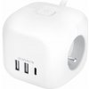Solight Predlžovací prívod kocka, 3 zásuvky 230V + USB A+C, vypínač, kábel 2m [PP145C]
