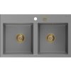 MEXEN/S MEXEN/S - Hektor granitový drez 2-bowl 800 x 480 mm, sivá, zlatý sifón 6521802000-71-G