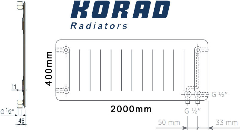 Korad Radiators 10VK 400 x 2000 mm 1034200013