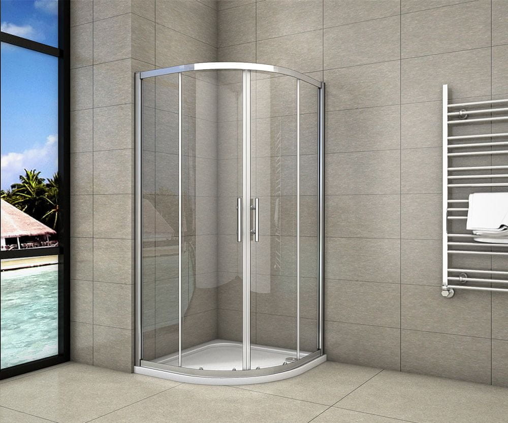 H K Štvrťkruhový sprchovací kút SYMPHONY S4 80 × 80 cm s dvojdielnymi posuvnými dverami